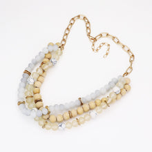 Load image into Gallery viewer, White Natural Stone Wood Faceted Beaded Triple Layered Necklace
