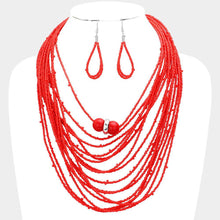 Load image into Gallery viewer, Red Seed Beaded Bib Necklace
