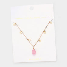 Load image into Gallery viewer, Pink Teardrop Pendant Metal Disc Necklace

