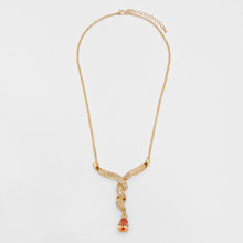 Load image into Gallery viewer, Gold Teardrop Rhinestone Drop Twisted Metal Mesh Necklace
