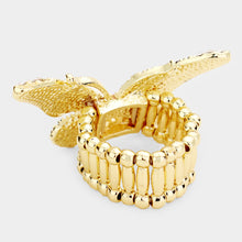 Load image into Gallery viewer, Brown Crystal Pave Butterfly Stretch Ring
