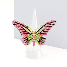 Load image into Gallery viewer, Pink Crystal Pave Butterfly Stretch Ring
