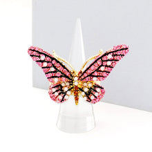 Load image into Gallery viewer, Pink Crystal Pave Butterfly Stretch Ring
