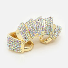 Load image into Gallery viewer, Gold Crystal Pave Armor Stretch Ring
