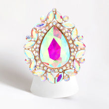 Load image into Gallery viewer, Gold Teardrop Stone Centered Round Marquise Stone Trimmed Stretch Ring
