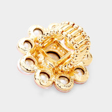 Load image into Gallery viewer, Gold Round Crystal Flower Stretch Ring
