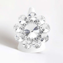 Load image into Gallery viewer, Silver Round Crystal Flower Stretch Ring
