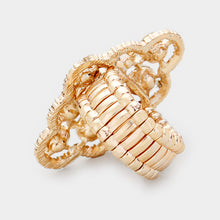 Load image into Gallery viewer, Gold Crystal Round Embellished Stretch Ring
