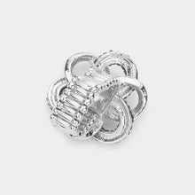 Load image into Gallery viewer, Silver Round Stone Centered Flower Stretch Ring
