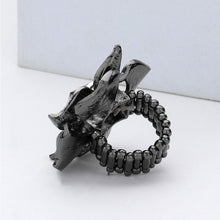 Load image into Gallery viewer, Black Round Stone Centered Flower Stretch Ring
