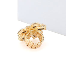 Load image into Gallery viewer, Gold Crystal Flower Stone Cluster Stretch Ring
