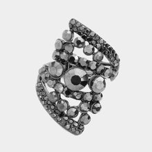 Load image into Gallery viewer, Hematite Bubble Stone Cluster Stretch Ring
