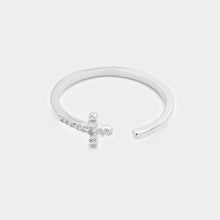 Load image into Gallery viewer, White Secret Box 24k White Gold Dipped CZ Cross Ring
