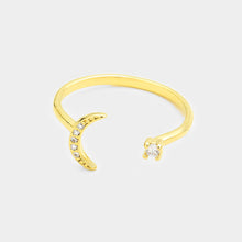 Load image into Gallery viewer, Secret Box 14K Gold Dipped CZ Crescent Moon Ring
