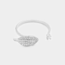 Load image into Gallery viewer, White Secret Box 24k White Gold Dipped CZ Leaf Ring
