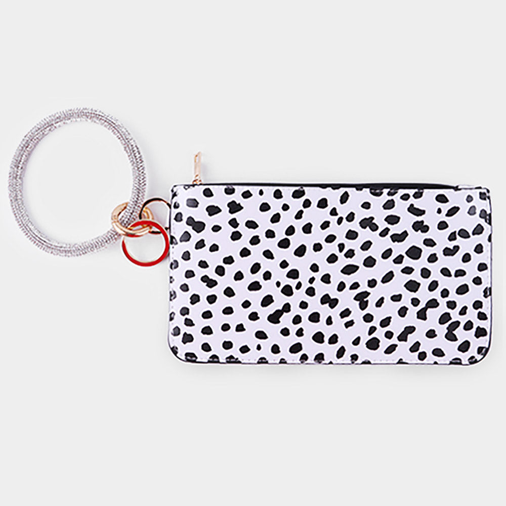 White Cow Patterned Faux Leather Pouch Bag / Keychain / Bracelet