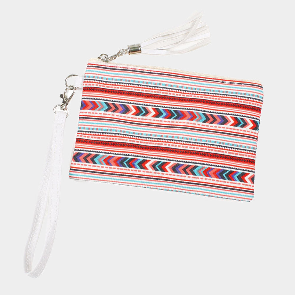 Aztec Patterned Wristlet Pouch Bag