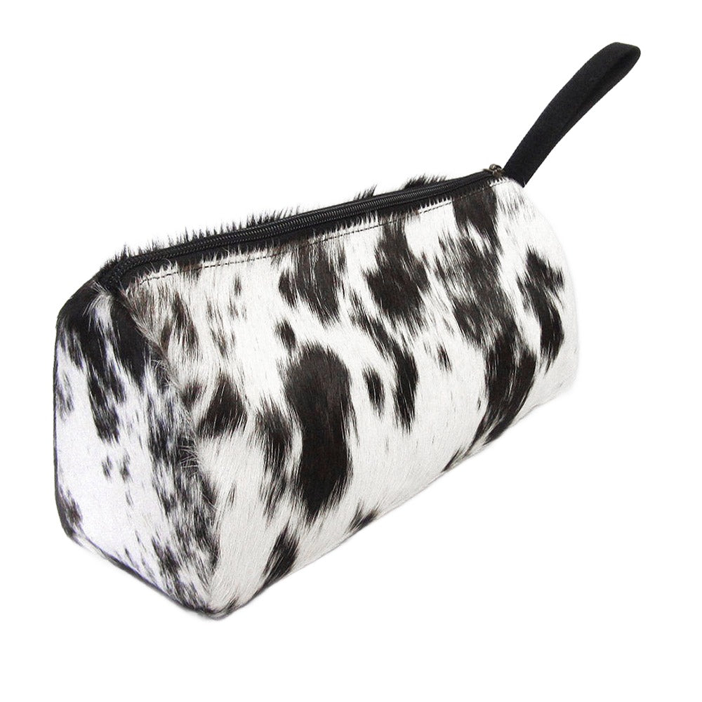 Animal Patterned Genuine Leather Cosmetic Pouch Bag