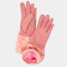 Load image into Gallery viewer, Pink Solid Quilted Tris Smart Touch Gloves
