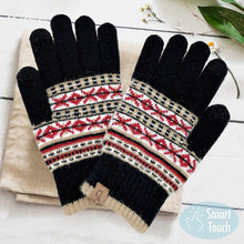 Load image into Gallery viewer, Black Aztec Patterned Knit Smart Gloves
