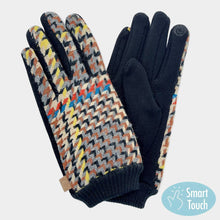 Load image into Gallery viewer, Beige Houndstooth Patterned Smart Gloves
