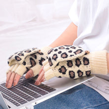 Load image into Gallery viewer, Beige Leopard Fingerless Gloves
