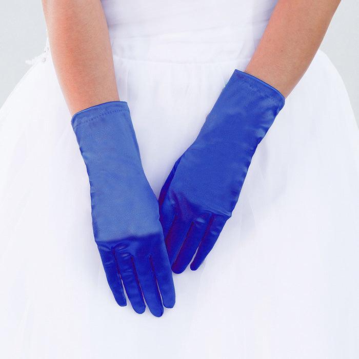 Royal Blue Dressy Satin Wedding Gloves