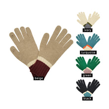 Load image into Gallery viewer, Beige Color Block Knit Gloves
