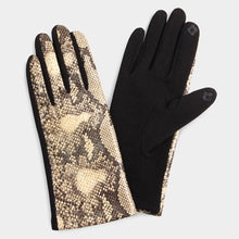 Load image into Gallery viewer, Beige PYTHON PRINT SMART GLOVES
