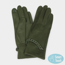 Load image into Gallery viewer, Olive Green Chain Pointed Touch Smart Gloves

