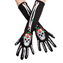 Load image into Gallery viewer, Black Day of The Dead Skull Skeleton Gloves

