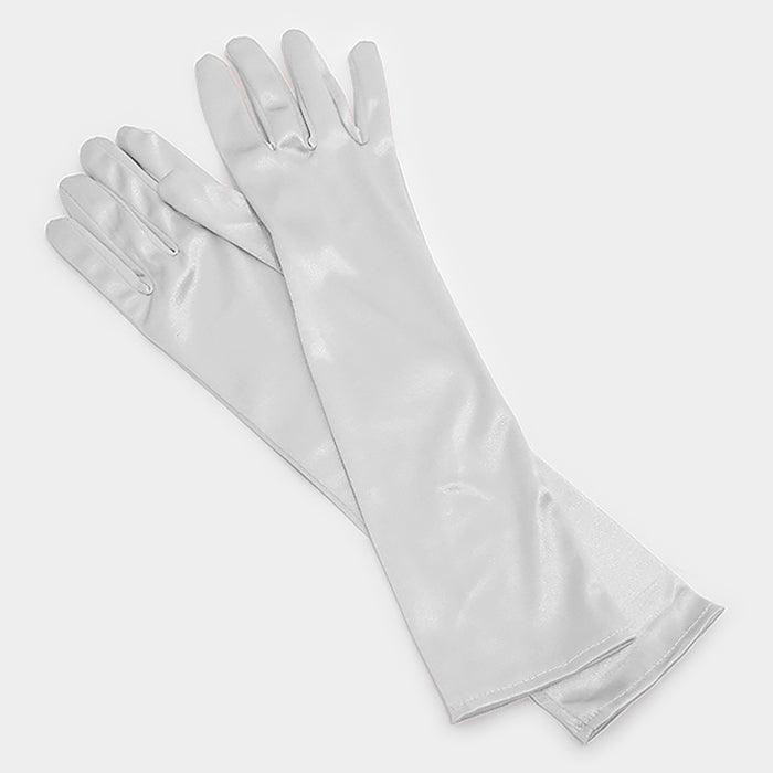 Silver Dressy satin gloves