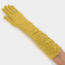 Load image into Gallery viewer, Gold Dressy satin ruffle gloves
