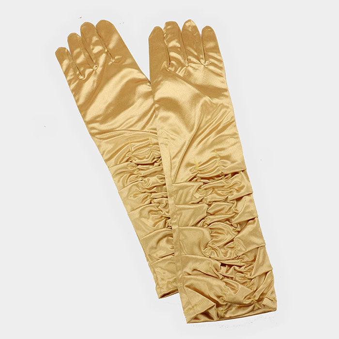 Gold Dressy satin ruffle gloves