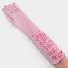 Load image into Gallery viewer, Pink Dressy satin ruffle gloves
