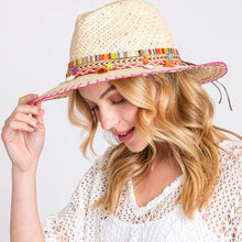 Load image into Gallery viewer, Stitch Edged Straw Handmade Sun Hat With Boho
