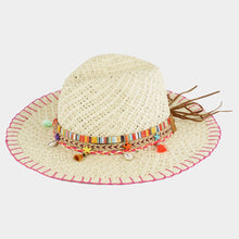 Load image into Gallery viewer, Stitch Edged Straw Handmade Sun Hat With Boho
