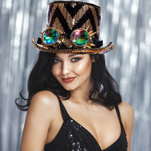 Load image into Gallery viewer, Zigzag Chevron Patterned Burning Man Sequin Goggle Hat
