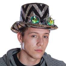 Load image into Gallery viewer, Zigzag Chevron Patterned Burning Man Sequin Goggle Hat
