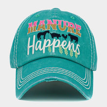 Load image into Gallery viewer, Manure Happens Message Animals Pointed Vintage Baseball Cap
