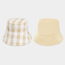 Load image into Gallery viewer, Wired Brim Plaid Check Patterned Reversible Bucket Hat
