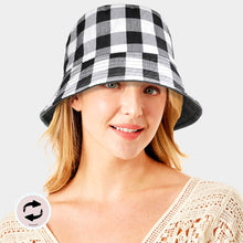 Load image into Gallery viewer, Wired Brim Plaid Check Patterned Reversible Bucket Hat
