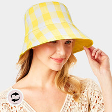 Load image into Gallery viewer, Wired Brim Plaid Check Patterned Reversible Bucket Hat
