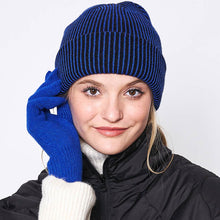 Load image into Gallery viewer, Woven Two Tone Beanie Hat
