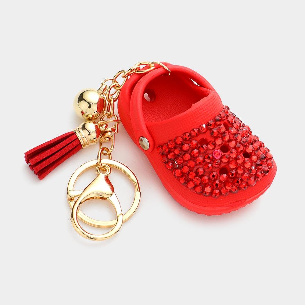 Bling Rubber Shoe Tassel Bell Keychain