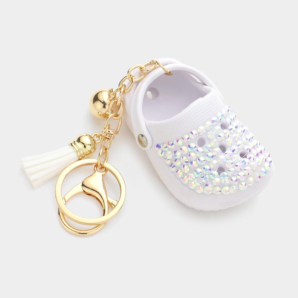 Bling Rubber Shoe Tassel Bell Keychain