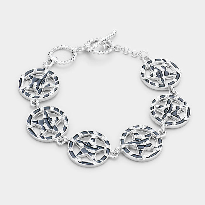 Clear Zebra Patterned Star Link Bracelet