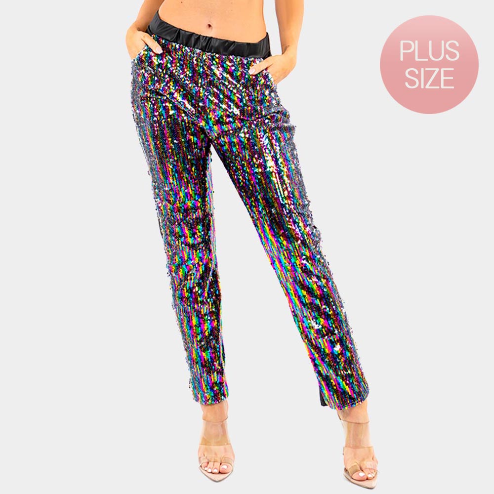 Reversible Sequin Skinny Pants