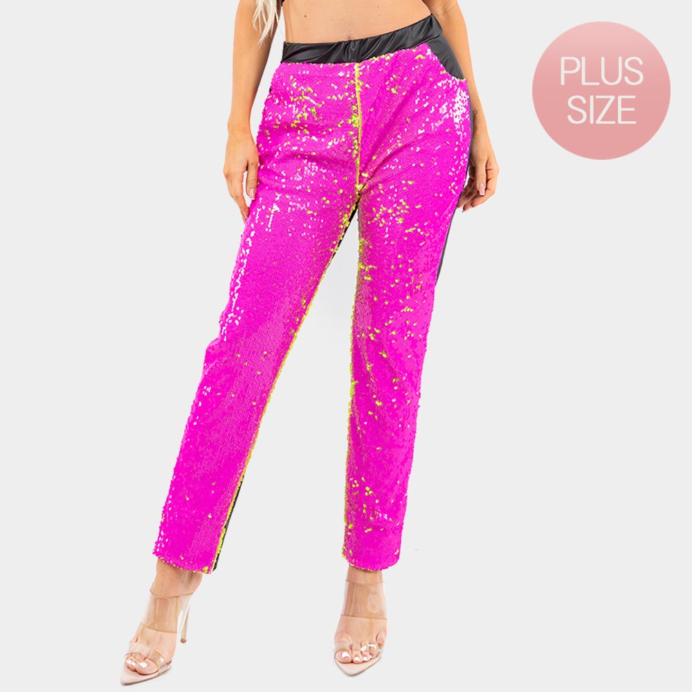 Pink Reversible Sequin Skinny Pants