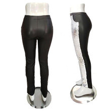 Load image into Gallery viewer, Silver Reversible Sequin Skinny Pants
